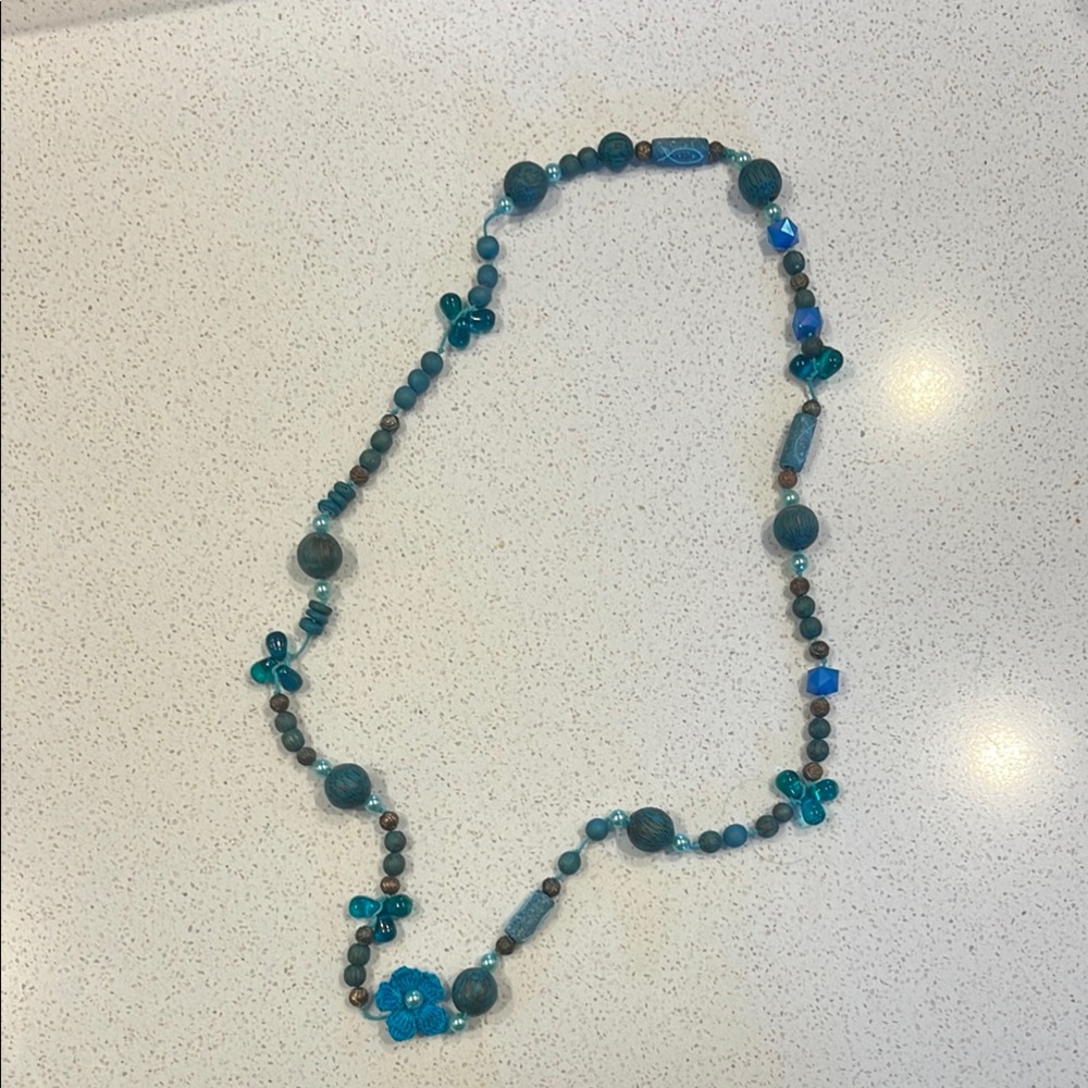 Blue Turquoise Necklace with Organic Beads